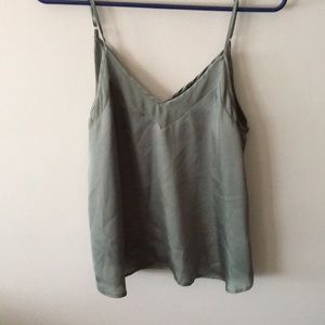 Green silk tank top